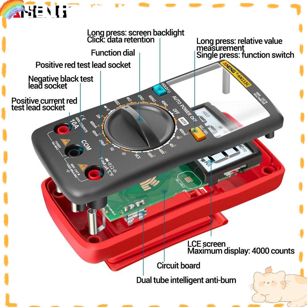 Solighter Digital Smart Multimeter Multifungsi AC/DC Ammeter Detector Alat Digital Profesional Meter