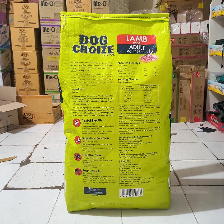 EXPEDISI Makanan Anjing Dog Choize Adult Lamb Flavour Kemasan 20KG