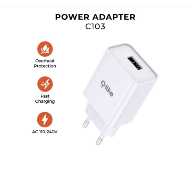 1 BOX ISI 10 PCS ADAPTOR CHARGER 2.4A OLIKE C103