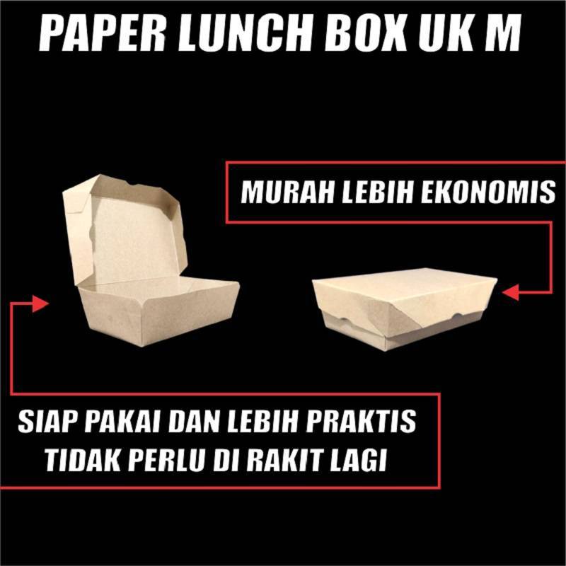 Paper Lunch Box Dus Laminasi Kotak Makan Kertas Paper Food Tray Siap Pakai SBY