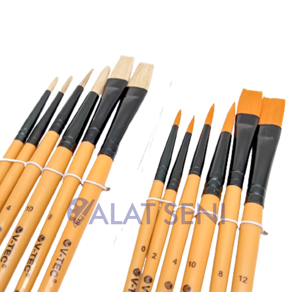 

V-TEC ARTIST BRUSH / KUAS LUKIS SET V TEC / KUAS LUKIS CAT AKRILIK / PAINT BRUSH ACRYLIC ROUND FLAT