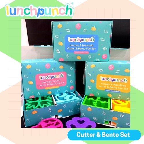 Lunch Punch Cutter &amp; Bento Set - Pemotong Roti Hiasan Lunch Box Kotak Bekal Cups Attractive Gift Sets