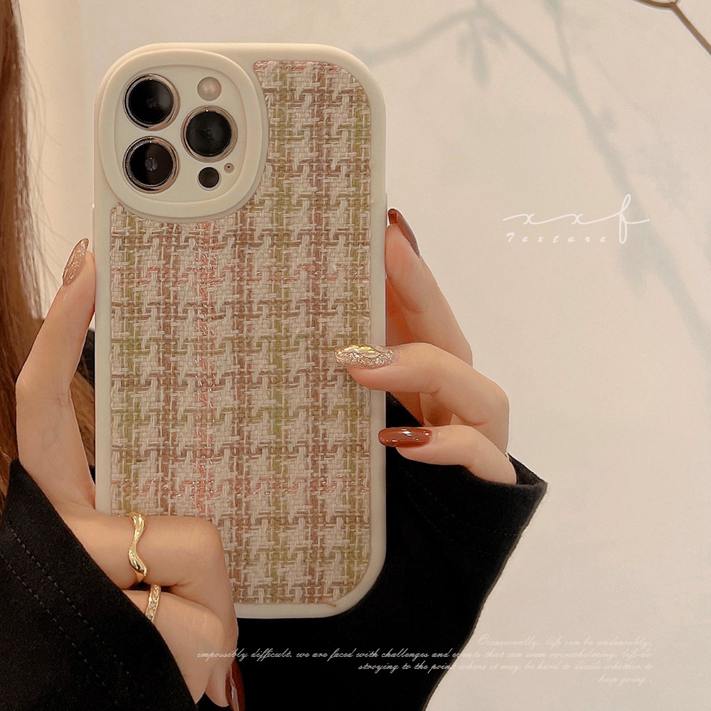 IPHONE Kain Rajut Houndstooth Vintage Phone Case Cover Untuk Iphone7 8 PLUS X XR Xs11 12 13 14 MINI PRO MAX Se2020
