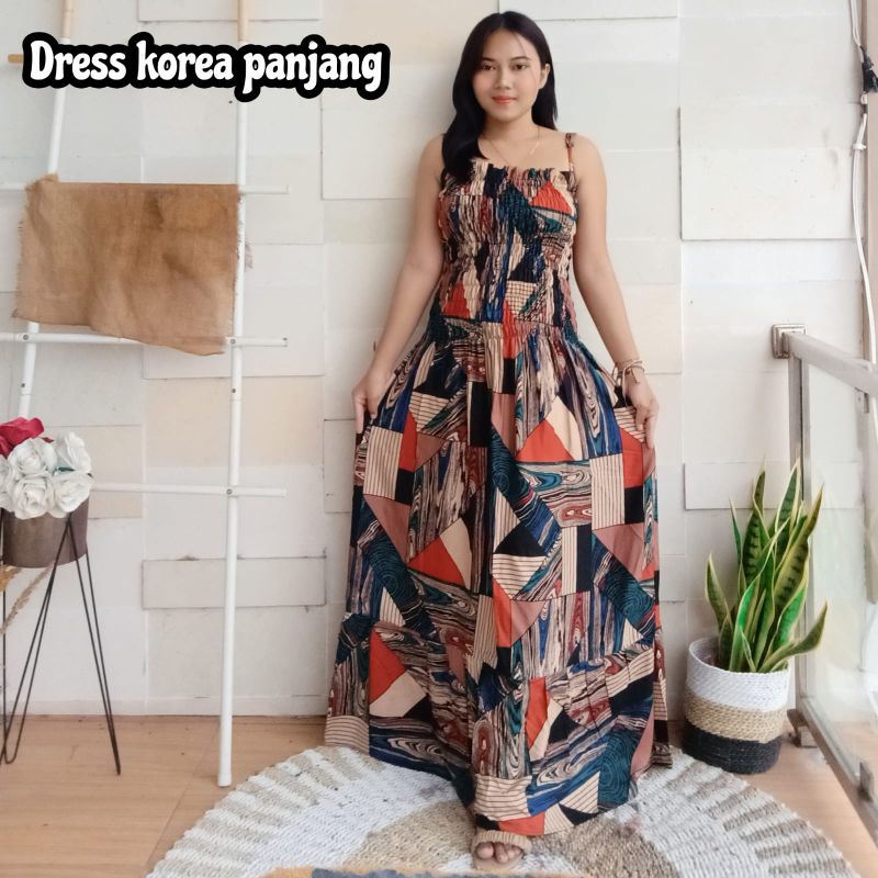 Dress korea panjang motif