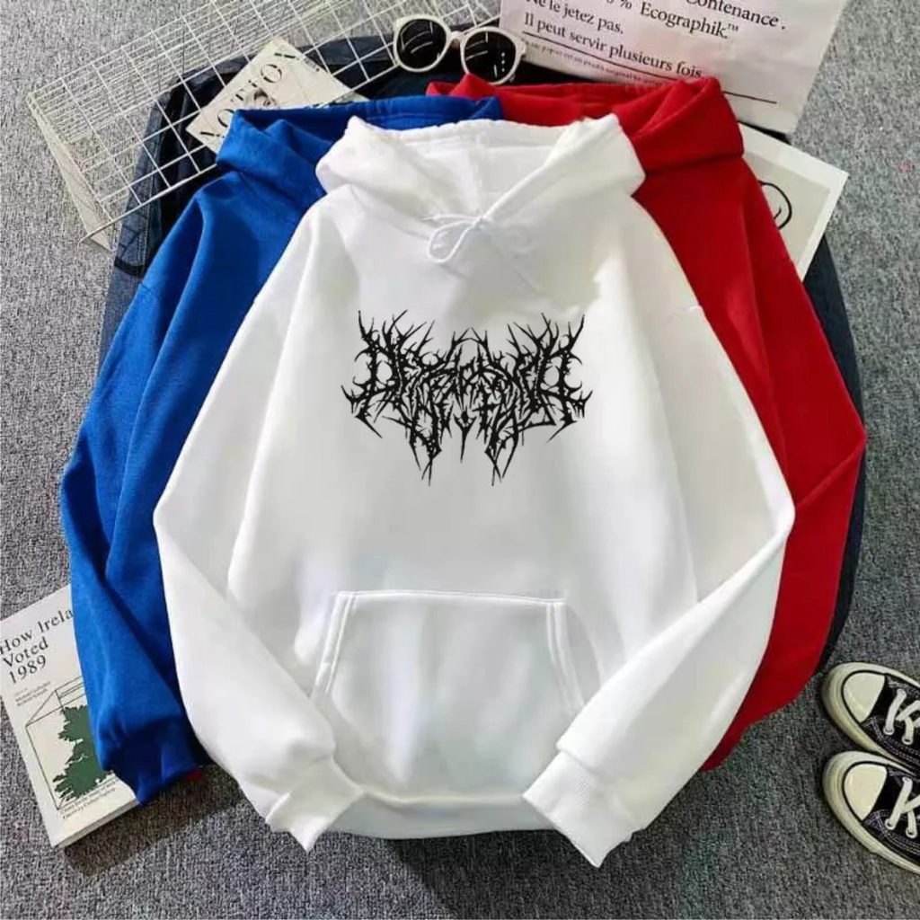 HARAJUKU GOTHIC KOREA HOODIE SWEATER BAHAN BABYTERRY SIZE M-L-XL-XXL Bisa Bayar Ditempat COD