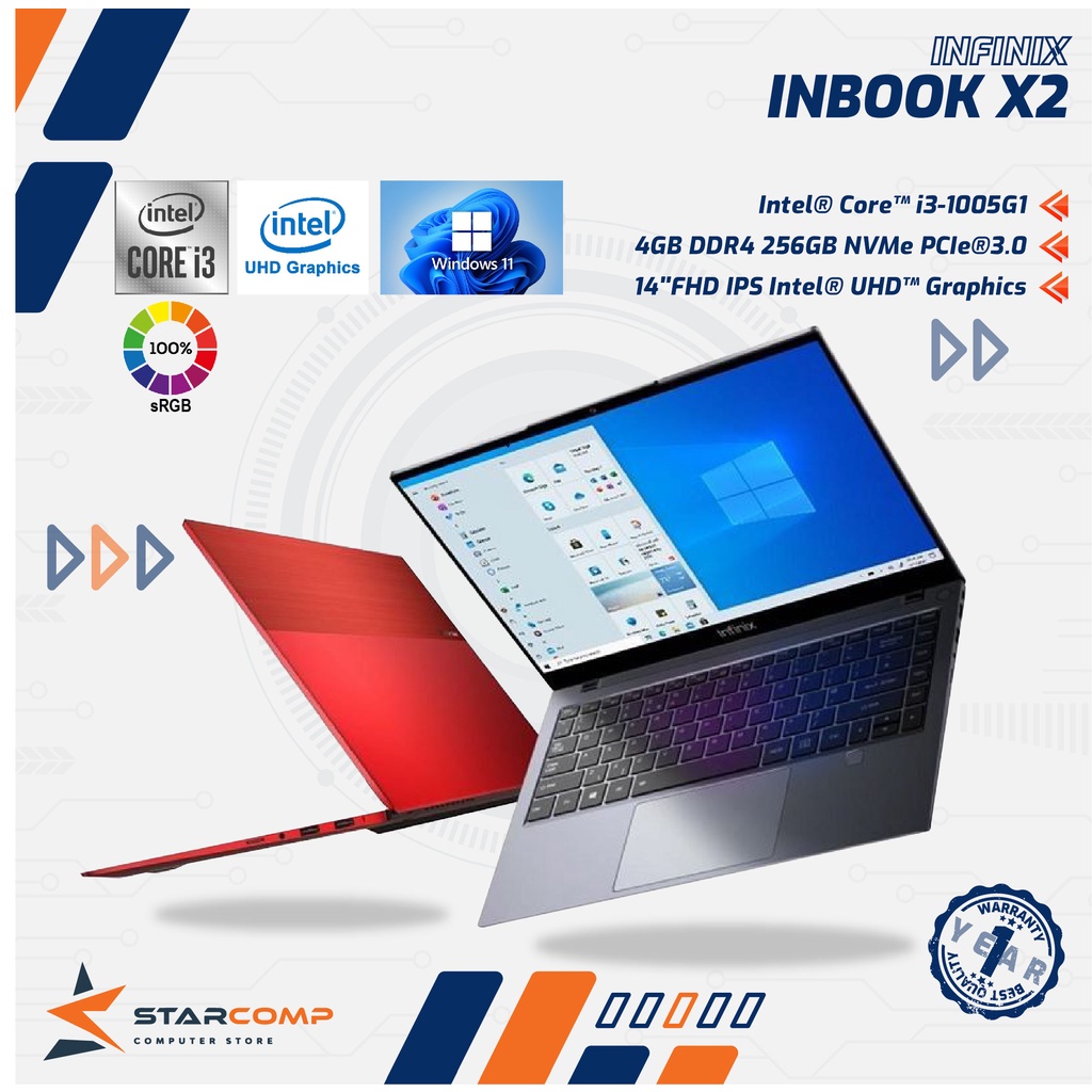 INFINIX INBOOK X2 Core i3-1005G1 4GB 256GB WIN11 14&quot; FHD IPS 100% sRGB