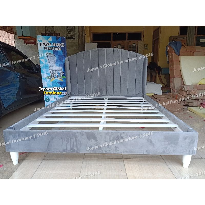 Jual Dipan Tempat Tidur Dewasa Modern Grey Bludru Dipan Jok Bludru Dipan New Dipan Minimalis