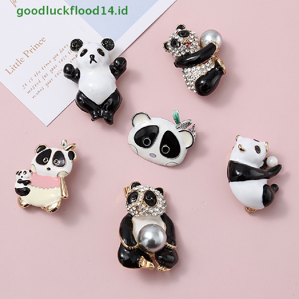 [GOOGFOUR] Bros Hewan Panda Lucu Untuk Wanita Anak Fashion Kemeja Dress Perhiasan Pin [Atasan]