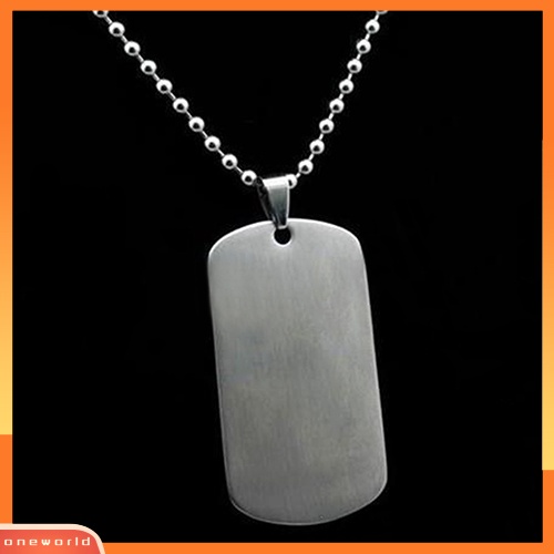 {oneworld} Kalung Dog Tag Persegi Panjang Poles Stainless Steel 316L Pria Wanita Punk Fashion