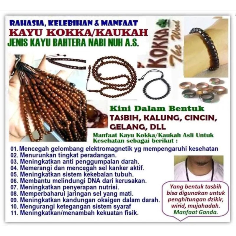 Gelang kaukah Koka/Kaukah/Kaoka Asli Piramid Rata