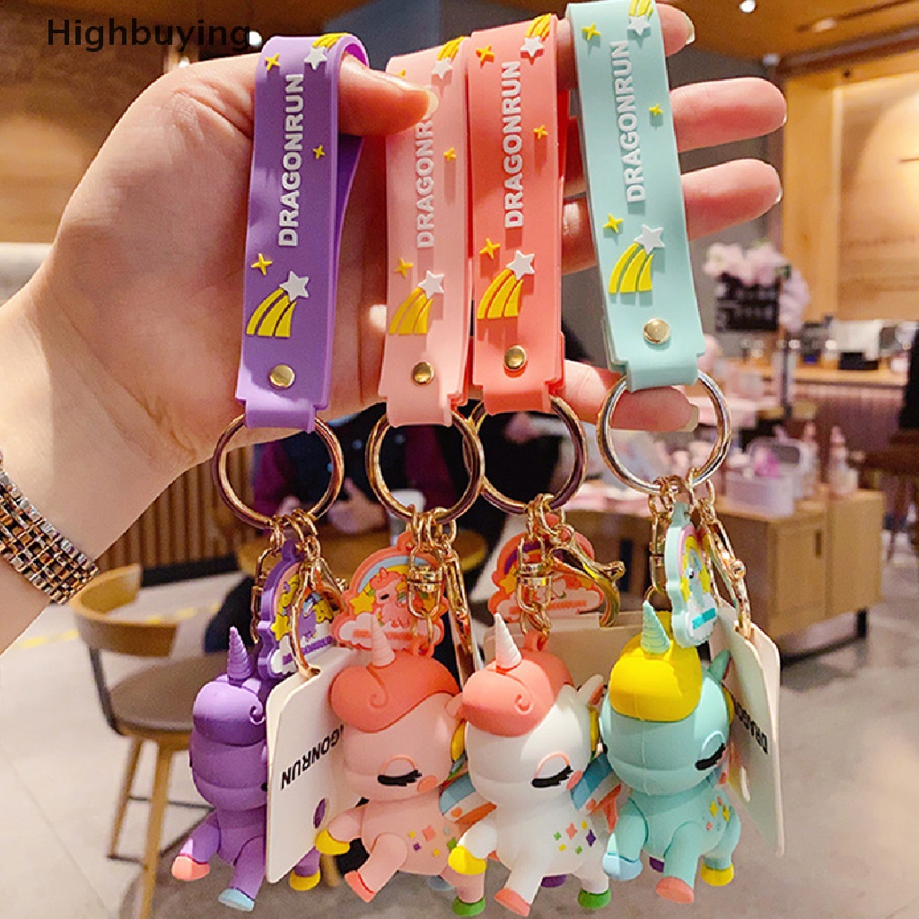 Hbid Gantungan Kunci Kartun Fairytale Rain Horse Untuk Wanita Lucu Car Keyring Bag Pendant Glory