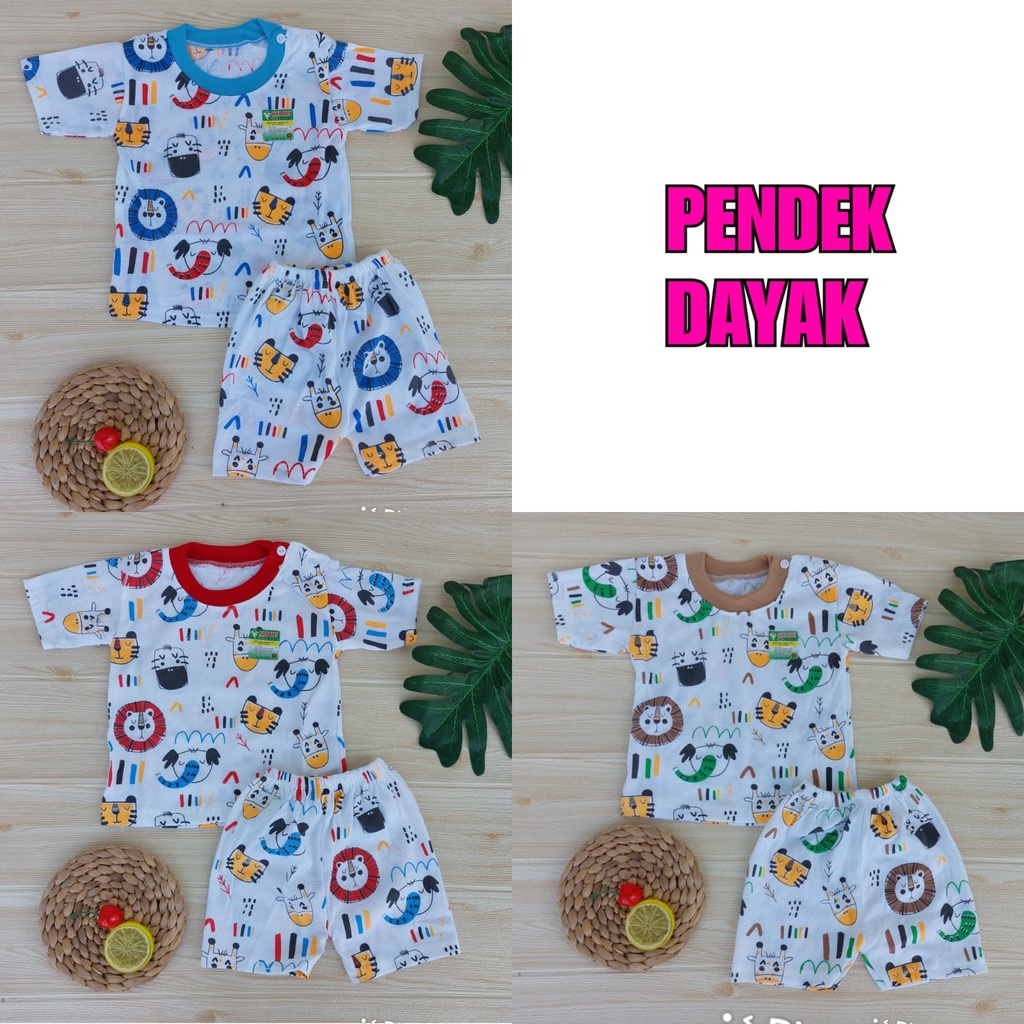 Setelan Piyama Lengan Pendek Motif Dayak baju bayi anak Premium usia 3-12 bulan kancing