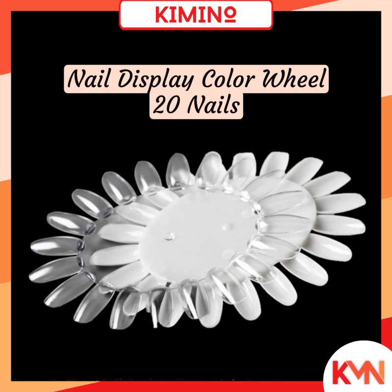 KMN 20 Slot Nail Display Color Chart Wheel Display Warna Kuku Kutek Oval Palette Ring Tip Nail Art