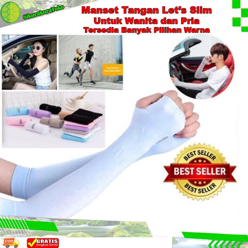 (NCS) Manset Tangan Let''s Slim Polos HandSock Jempol Anti UV Protection Bahan Adem Arm Sleeve Pria Wanita Lets Slim Olah Raga