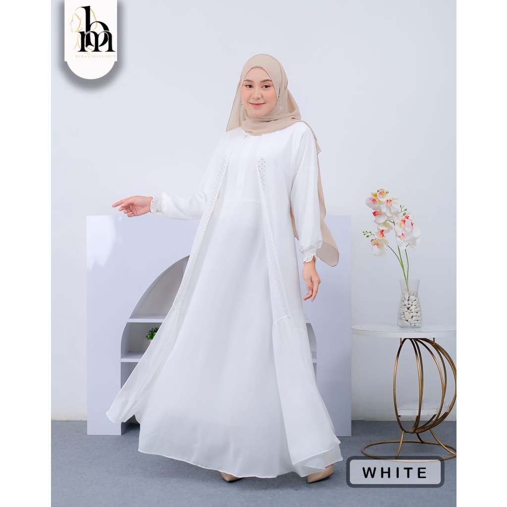 Gamis ceruty zakiya zamira zafira by bm dress premium double layer tabur swarovski cantik anggun wanita kekinian