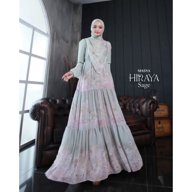 [MADENIA SYARI_MASYA] GAMIS SYARI TERBARU / DRESS SET PRINTING " HIRAYA SET " by MASYA