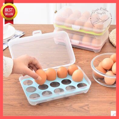 GOS -I307- Kotak Telur Egg Box - Box Telur 15 Lubang - Tempat Penyimpanan Telur Organizer Box