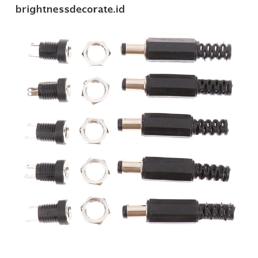 [Birth] 5pasang 5.5 x 2.1 DC Male Female Terminal 12V DC Power Supply Plug Socket Adapter [ID]