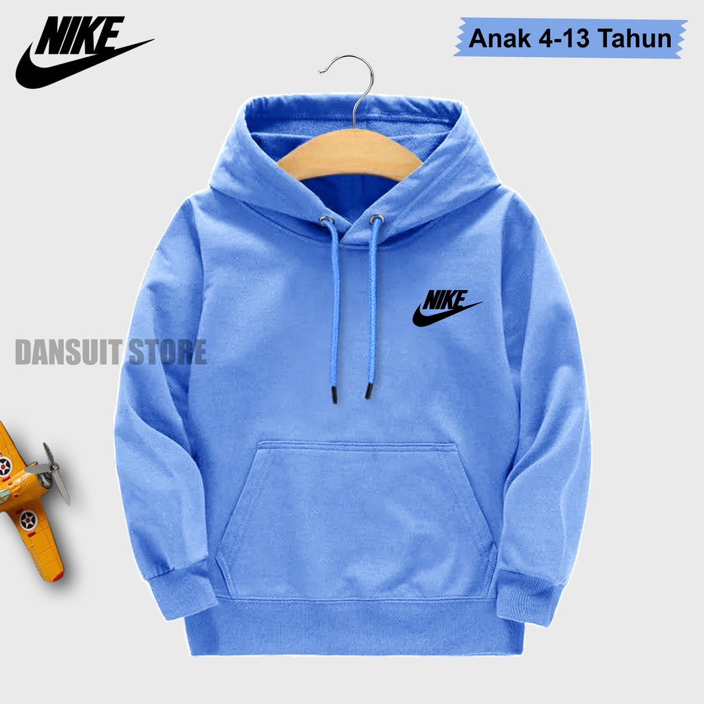 Sweater Hoodie Anak Laki-laki/Perempuan Usia 4-13 Tahun Hoodie Anak Motif Sablon Logo NIKE Bahan Tebal Premium