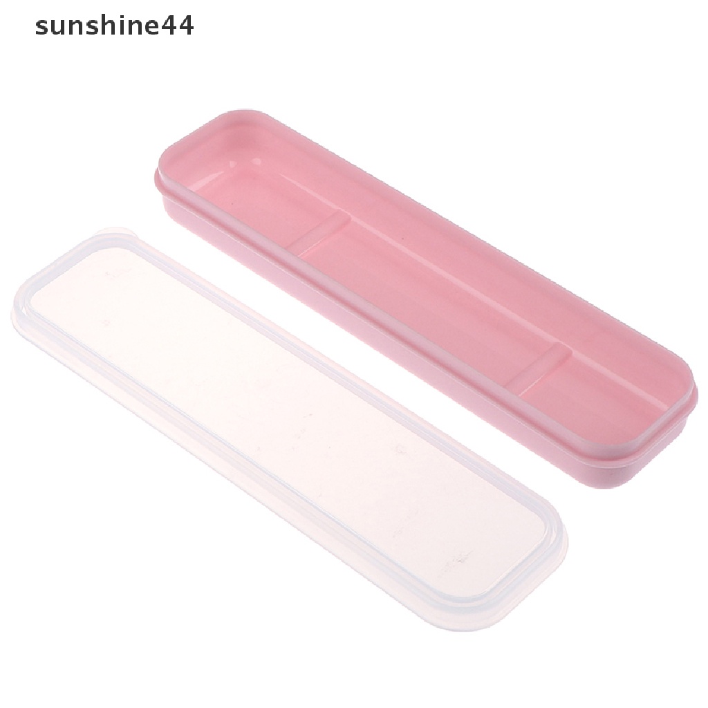 Sunshine Reusable Praktis Transparan Penutup Wheat Straw Cutlery Kotak Peralatan Makan Sekolah.