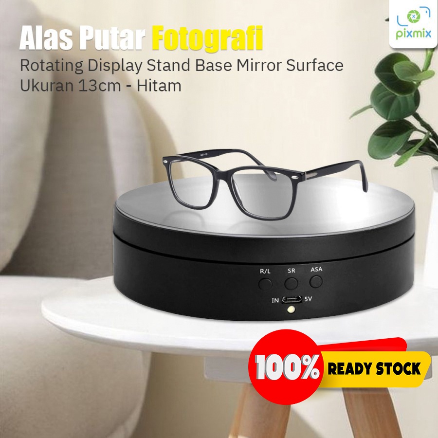Alas Putar Fotografi Rotating Display Stand Base Mirror Surface 13cm Display Stand Base Rotasi Foto 