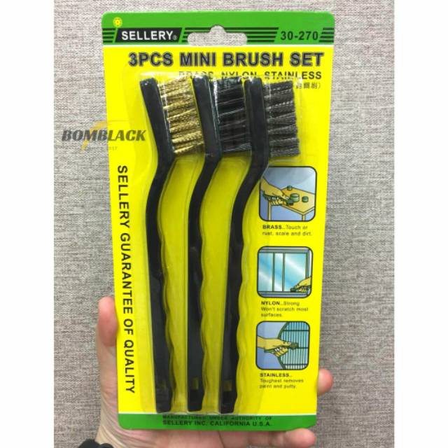 SELLERY Sikat Kawat Mini Set 3pcs Baja Stainless Nylon Pembersih Karat