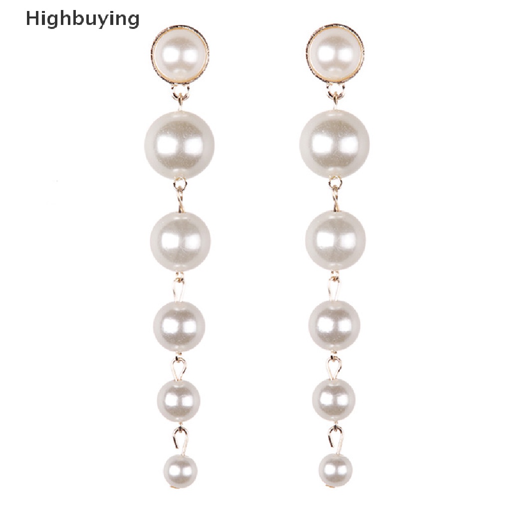 Hbid Lady Elegan Ear Stud Mutiara Rumbai Panjang Statement Menjuntai Drop Earrings Perhiasan Glory