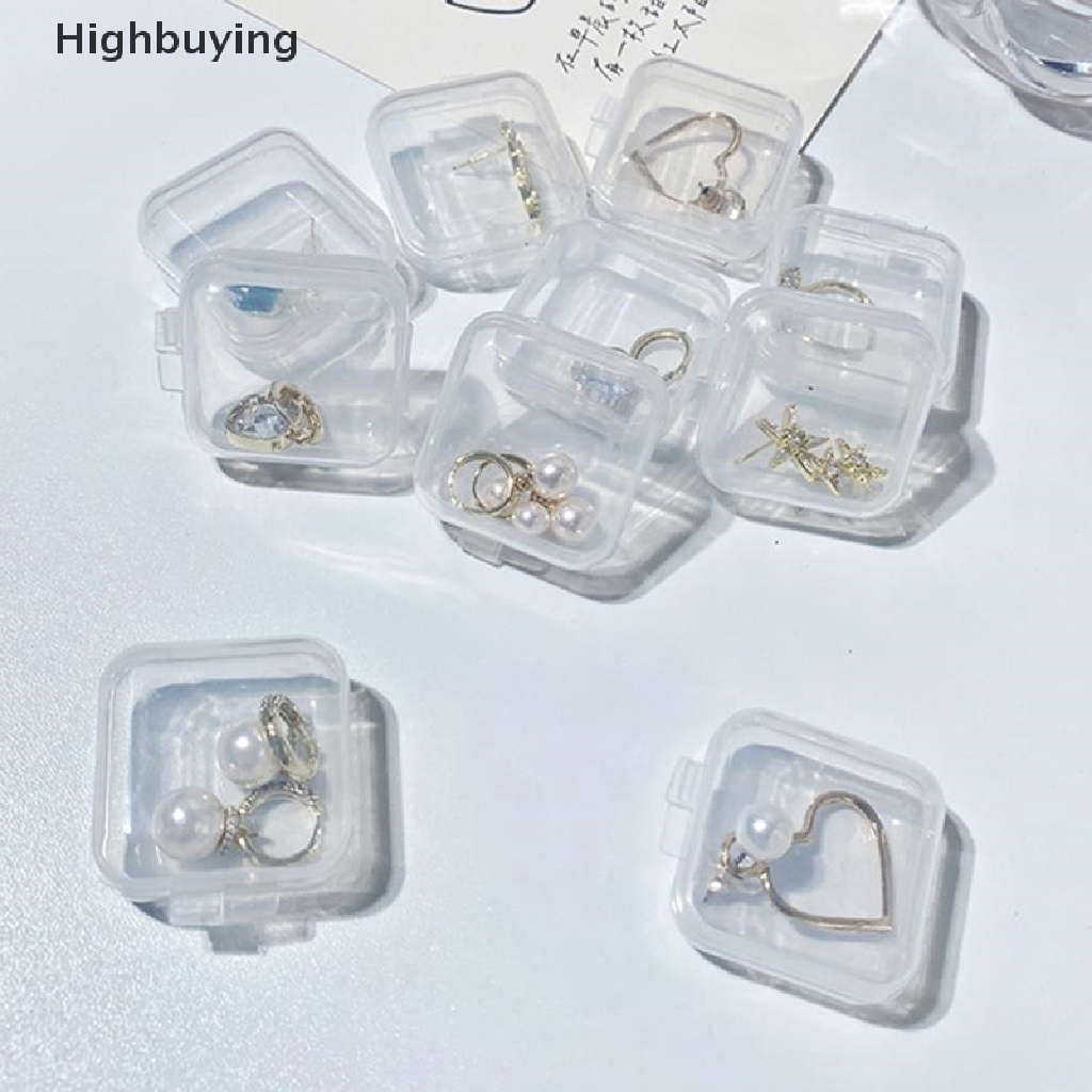 Hbid 10Pcs Square Transparan Jewelry Storage Case Anti-Oksidasi Wadah Kotak Penyimpanan Jewelry Organizer Untuk Anting Cincin Kalung Gelang Glory