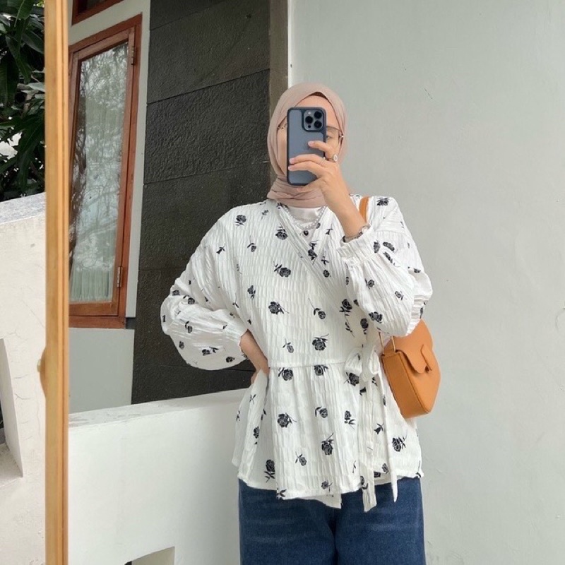 [𝐒𝐈𝐀𝐏 𝐊𝐈𝐑𝐈𝐌] KIMONO CRINKLE BLOUSE by Outfix New / Blouse Busui Murah / Atasan Muslim Wanita / Kemej