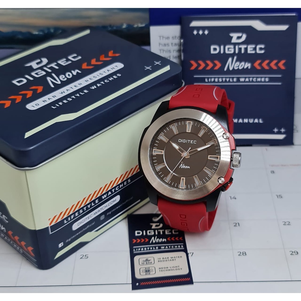 Jam Tangan Pria Original Digitec 5182 Neon Analog Sport Karet Rubber