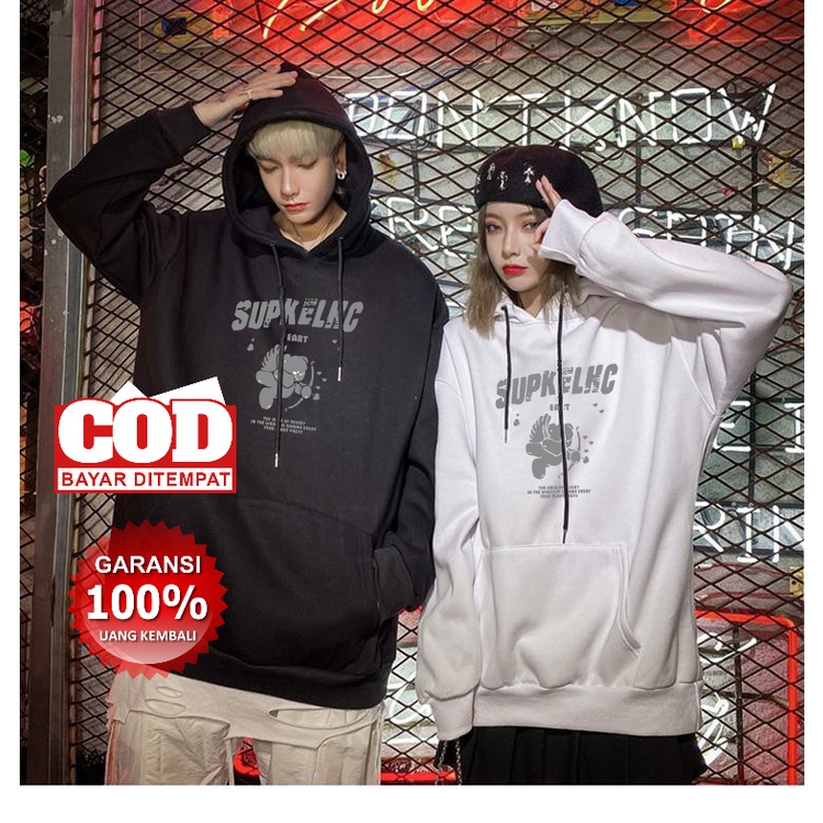 Promo COD Hoodie Couple Pasangan Pria Wanita Cupid Bear Hits Kekinian Baju Atasan Kasual Longgar Cetakan Kartun Kreatif Baru Pria dan Wanita Sweter Bertudung Beruang Cupid Pakaian Pasangan Musim Semi dan Musim Gugur