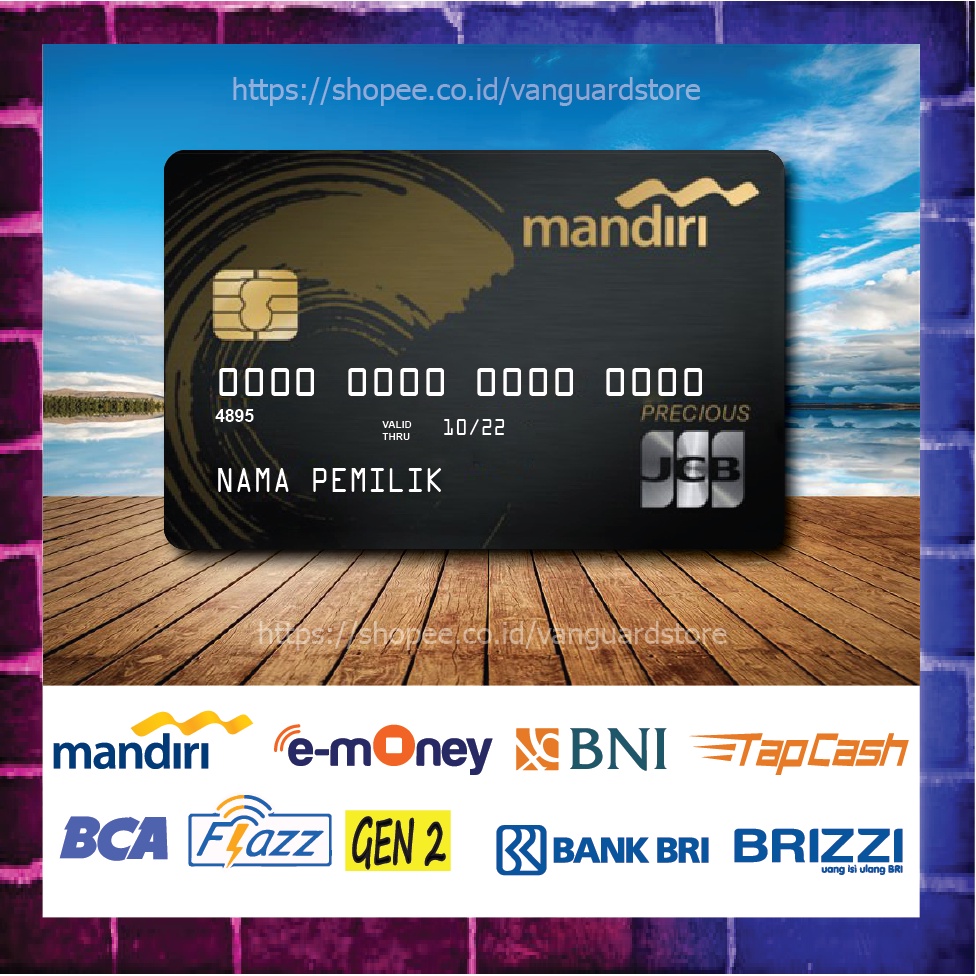 KARTU E MONEY E TOLL KARTU JCB BLACK CARD DEBIT CREDIT EMONEY MANDIRI FLAZZ BCA BNI TAPCASH BRIZZI BRI - 1 SISI