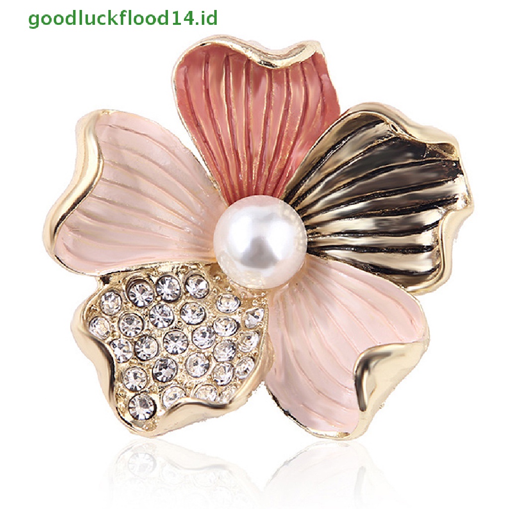 [GOOGFOUR] Fashion Kristal Berlian Imitasi Mutiara Bunga Bros Pin Wanita Gadis Anti-exposure Brooch [TOP]