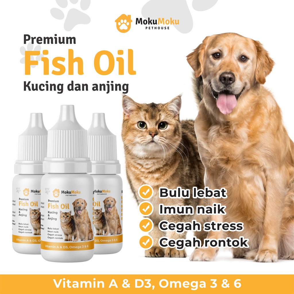 Jual MokuMoku Fish Oil Tetes Vitamin Kucing Anjing Bulu Sehat Anti