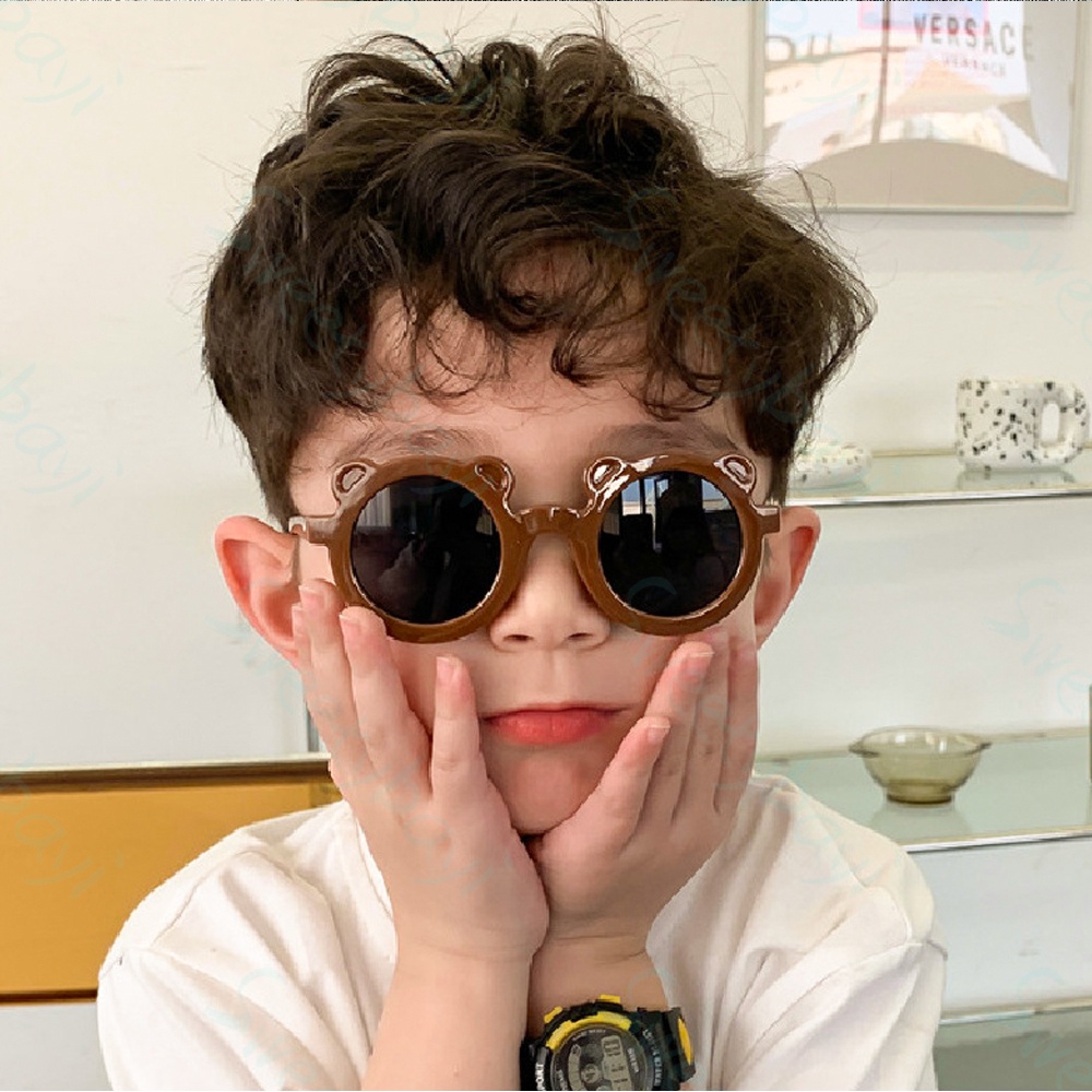 SweetyBayi Kacamata anak bentuk telinga beruang Kacamata hitam anak import kids sunglasses