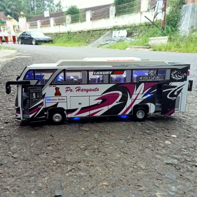 Miniatur Bus Haryanto Ungu Putih Full Interior | Ratu Miniatur Bus