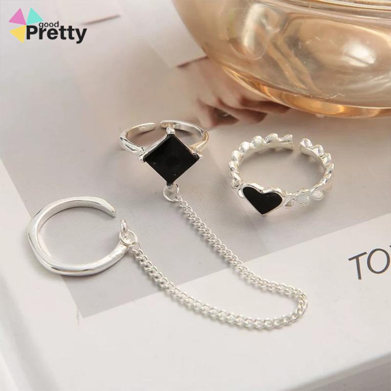 3PCS Cincin RetroDesain Ceruk  Temperamen Mewah  Buka Dapat Disesuaikan  Cincin Jari Telunjuk - PD