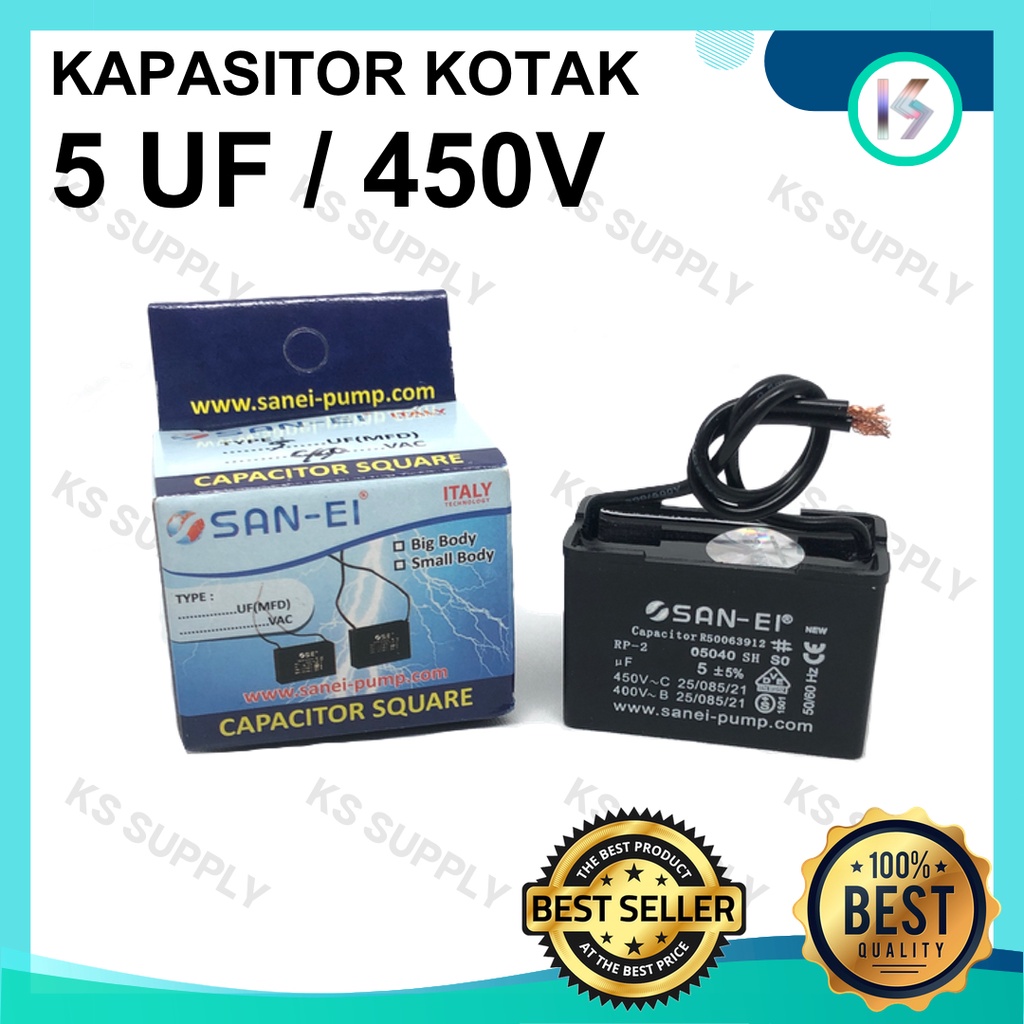 KAPASITOR KOTAK 5 UF CAPASITOR KOTAK 5 UF KAPASITOR POMPA 5 UF 450V SAN-EI