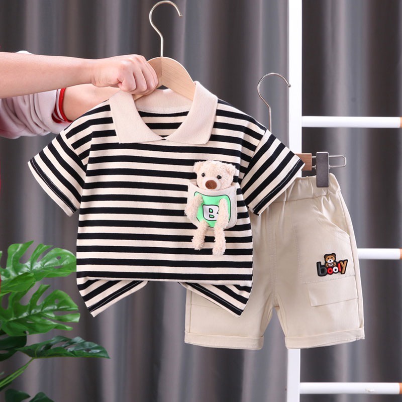 Setelan Bayi Laki-laki Lengan Pendek set booly bear