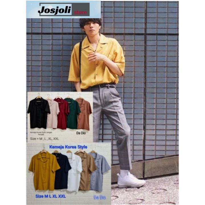 JOSJOLI_STORE/Kemeja Earth Kemeja Korea Style Dewasa Kekinian M L XL XXL/Kemeja Santai/Kemeja Kekinian