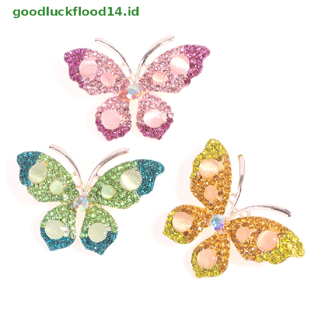 [GOOGFOUR] 1pc Elegan Pesona Kupu-Kupu Bros Wanita Berlian Imitasi Besar Butterfly Pins Hadiah [TOP]