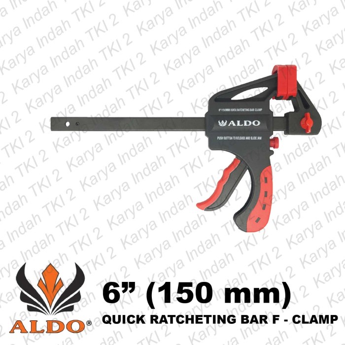 Clamp F Ratchet 6" ALDO Catok F 150 mm Tipe Quick Release KAYU 15 CM