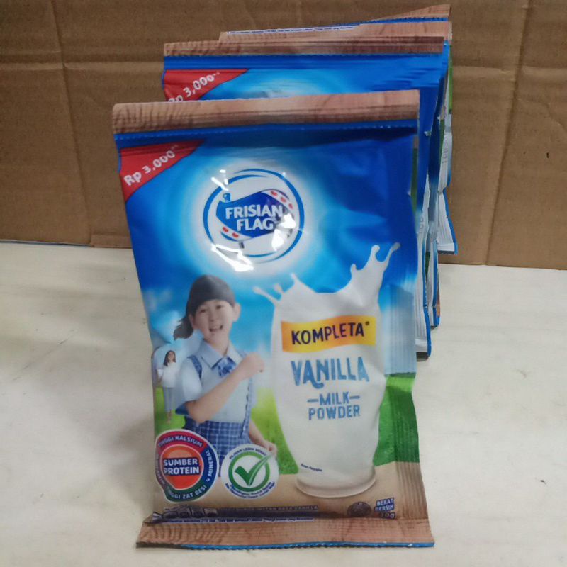 

Susu Frisian Flag Kompleta Rasa Vanilla Sachet 30 gr 1 Renceng isi 10