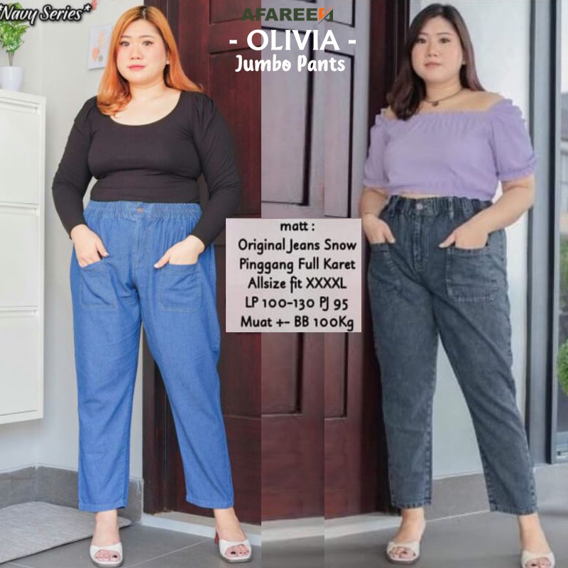 AFAREEN - Olivia Jumbo Pants Celana Jeans Boyfriend Wanita Super Jumbo Baggy Jeans Premium BB 70-100 Kg