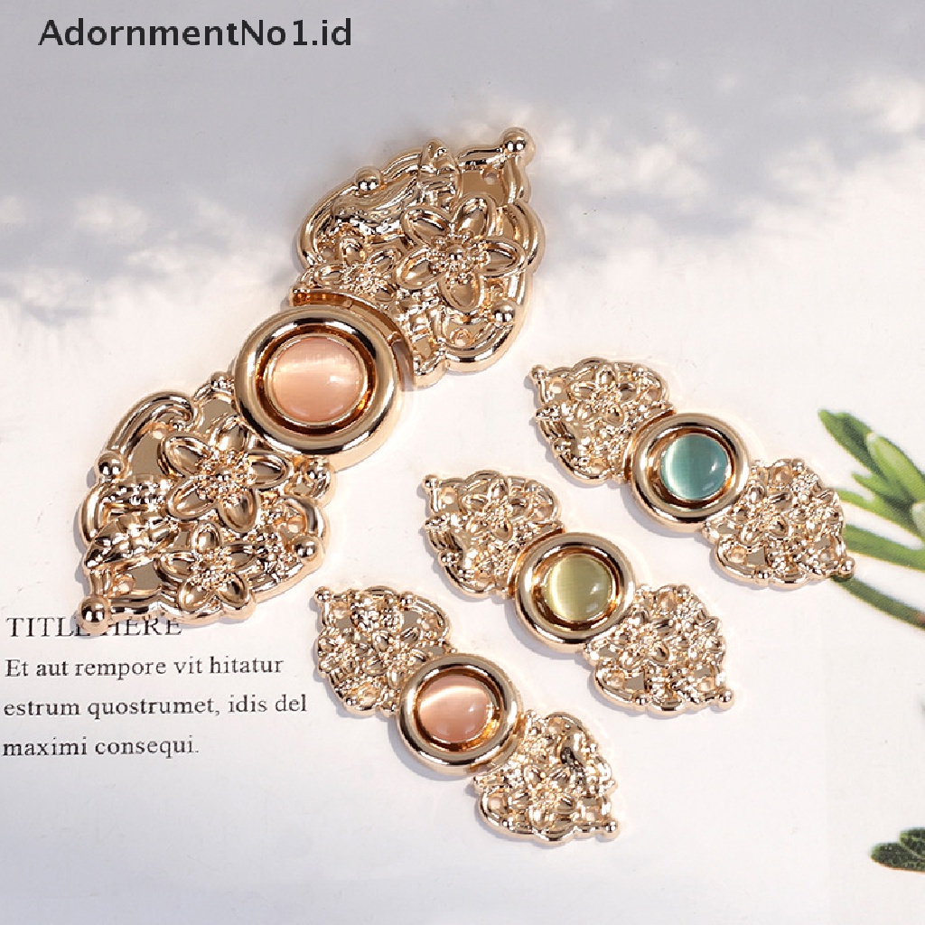 [AdornmentNo1] 2pasang Kancing Simpul Cina Cheongsam Vintage Metal Opal Button Garment Dekorasi [ID]