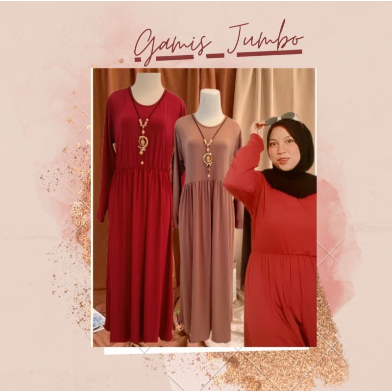 gamis jersey polos tebal jumbo