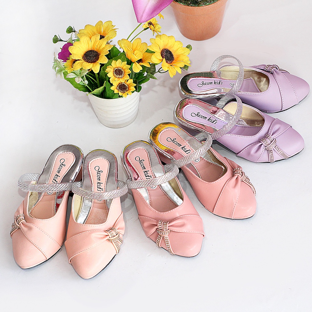 Sandal Anak Perempuan Heels Selop Tali PIta Glliter Levronka 999
