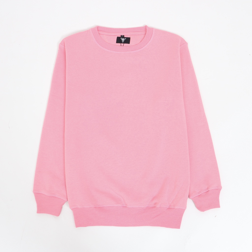 Pollac Sweater Crewneck Basic Pink Polos Unisex Pria dan Wanita