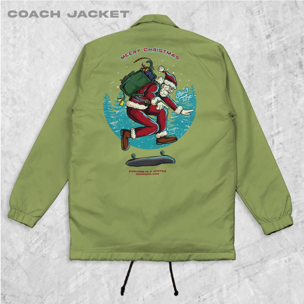 HIPNOP SANTASKATE Jaket Coach Natal Jaket Zipper Pria Jaket Parasut Unisex