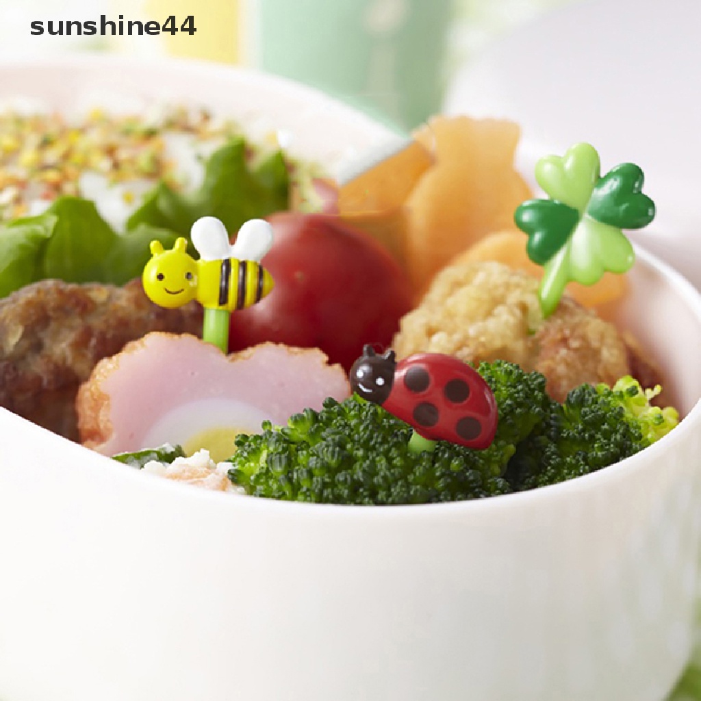 Sunshine 12Pcs Garpu Buah Food Grade Plastik Mini Kartun Anak Kue Buah Tusuk Gigi Bento Lunch Bento Aksesoris Dekorasi Pesta.